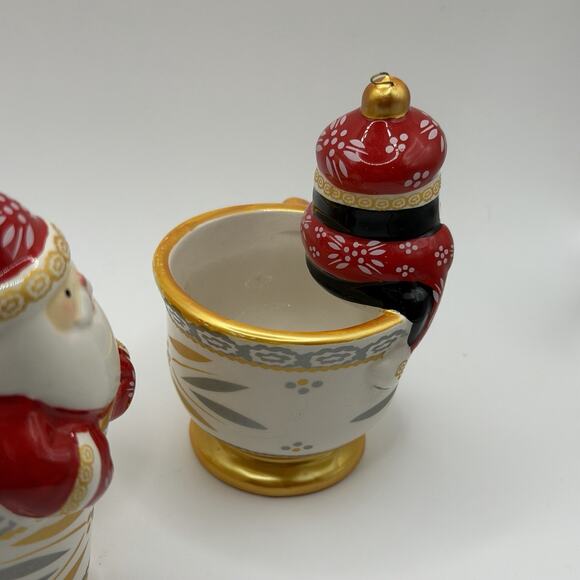 Set of 3 Temptation Ornaments Tea Cup Old World Confetti Pattern Holiday Santa - Picture 7 of 16